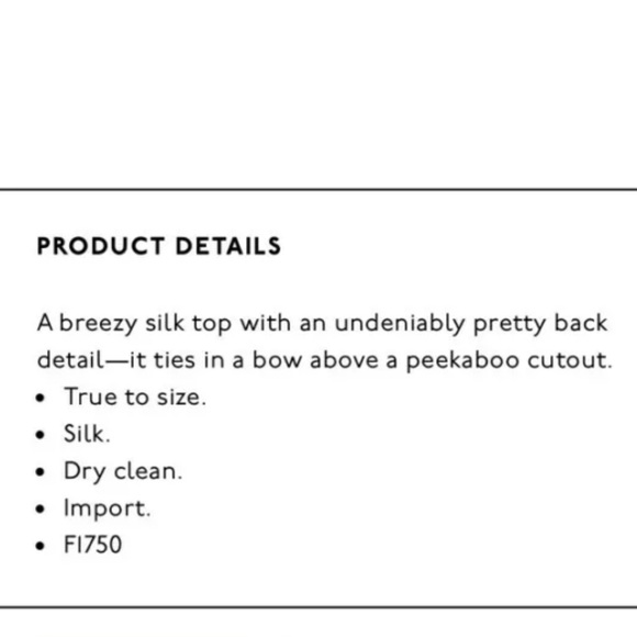 NWT Madewell Womens Sz M 100% Silk Lookout Bow Back Top F1750 $88 Ivory - Picture 7 of 9